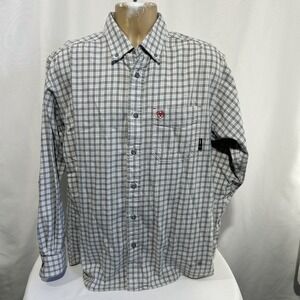 Ariat Work FR Shirt Mens Large Plaid Long Sleeve Button Up Fire Resistant Cat 2